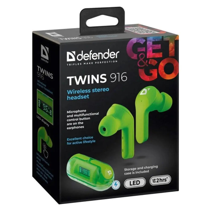Bluetooth слушалки TWINS 916 GREEN