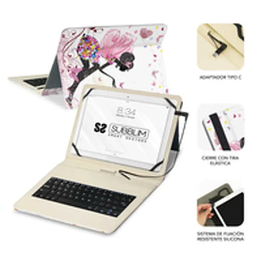Блуту Клавиатура с Поставка за Таблет Subblim SUBKT1 USB052