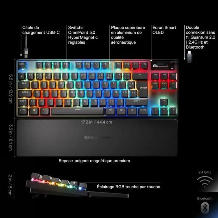 Блутут клавиатура SteelSeries apex pro tkl wl gen 3 Черен
