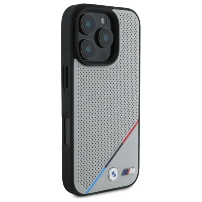 BMW M Perforated Tricolor Line MagSafe калъф за iPhone 16