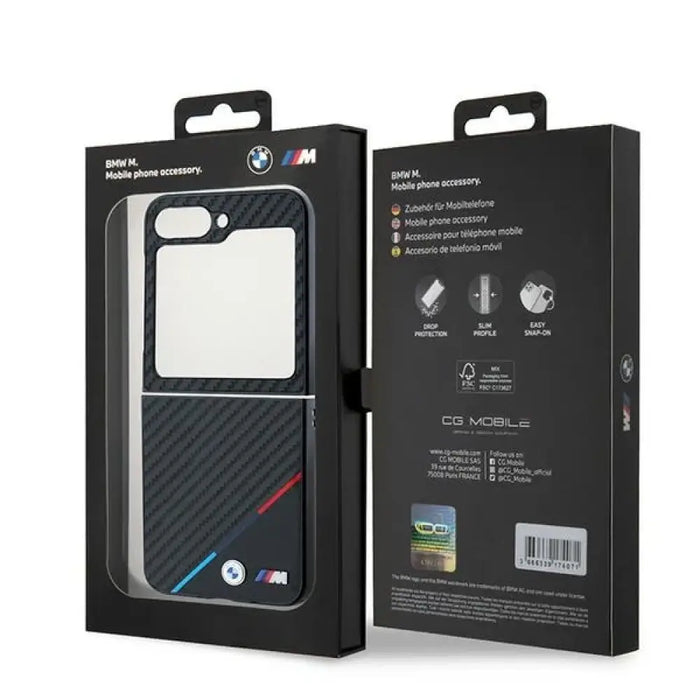 BMW Carbon Tricolor Case за Samsung Galaxy Z Flip 6 - черен