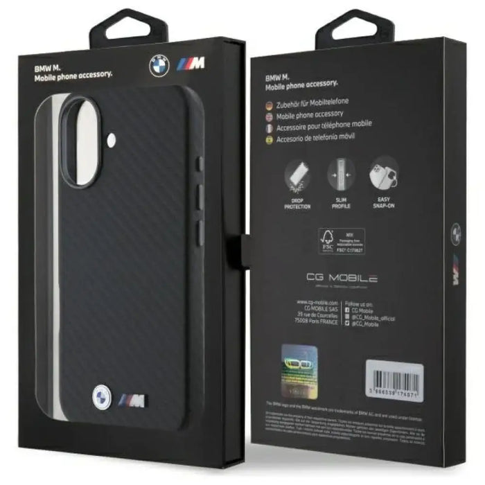 BMW Carbon Wrapped Metal iPhone 16 Case - черен