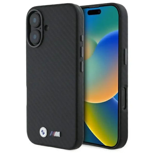 BMW Carbon Wrapped Metal iPhone 16 Case - черен