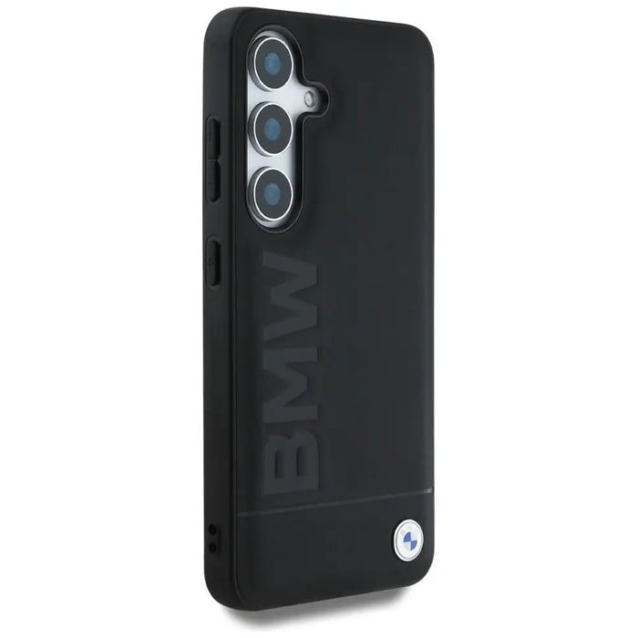 BMW кожен калъф с голям надпис за Samsung Galaxy S25