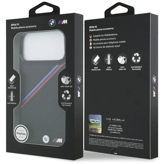 BMW M Tricolor Metal Logo MagSafe Case за iPhone 17 Pro Max