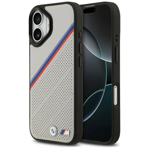 BMW M Tricolor Metal Logo MagSafe Case за iPhone 17 - сив