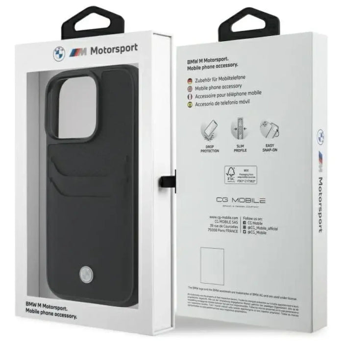 BMW Sign Leather Cardslot Case за iPhone 16 Pro Max - черен