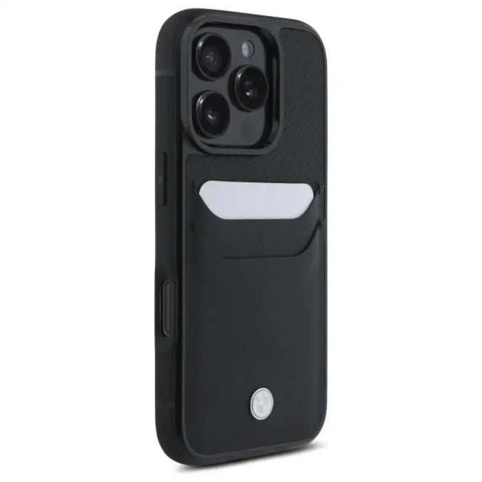 BMW Sign Leather Cardslot Case за iPhone 16 Pro Max - черен