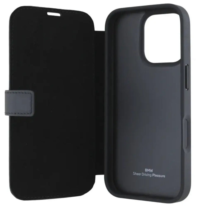 BMW Signature Leather Wordmark Case за iPhone 16 Pro - черен