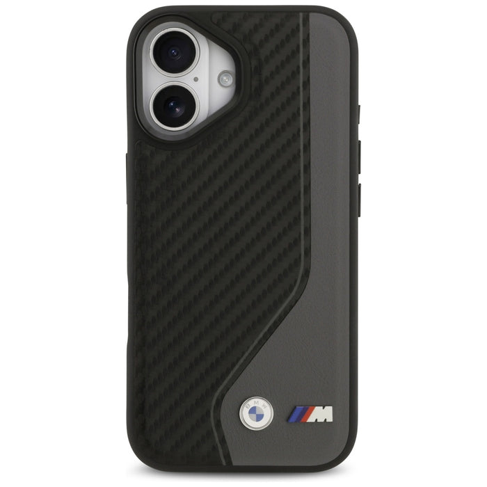 Калъф MagSafe с карбоново лого BMW M за iPhone 17 - черен и сив