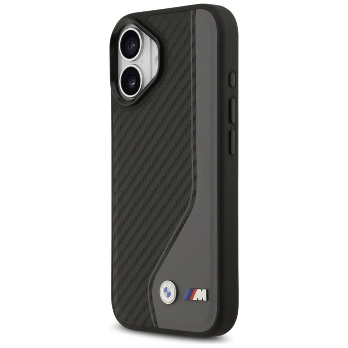 Калъф MagSafe с карбоново лого BMW M за iPhone 17 - черен и сив