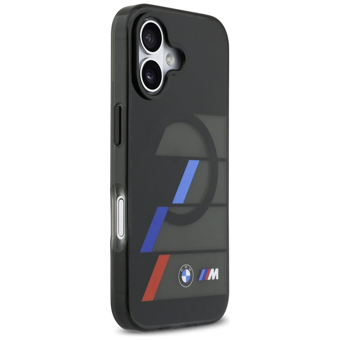 Калъф BMW M IML Metal Buttons Tricolor Lines MagSafe за iPhone 17 - черен