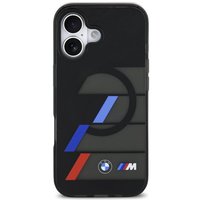 Калъф BMW M IML Metal Buttons Tricolor Lines MagSafe за iPhone 17 - черен