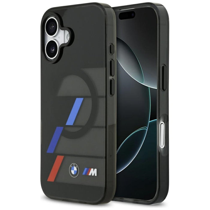 Калъф BMW M IML Metal Buttons Tricolor Lines MagSafe за iPhone 17 - черен