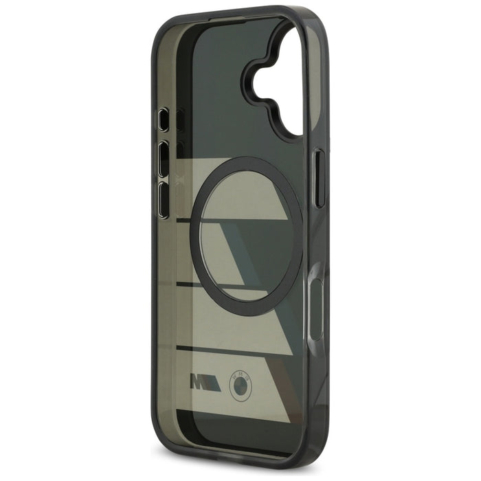 Калъф BMW M IML Metal Buttons Tricolor Lines MagSafe за iPhone 17 - черен