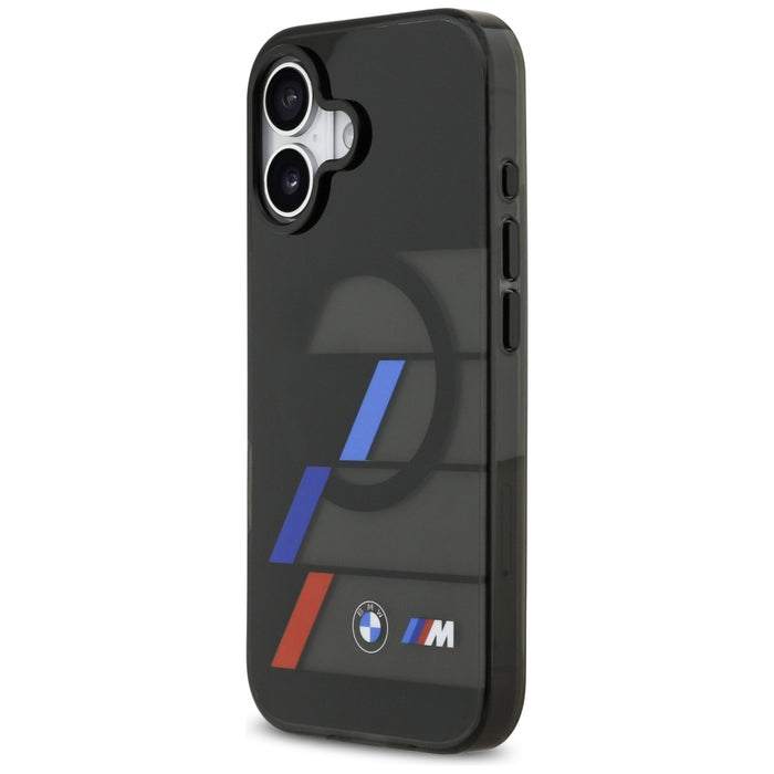 Калъф BMW M IML Metal Buttons Tricolor Lines MagSafe за iPhone 17 - черен