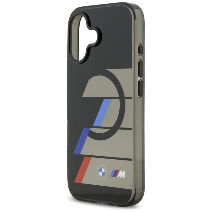 Калъф BMW M IML Metal Buttons Tricolor Lines MagSafe за iPhone 17 - черен