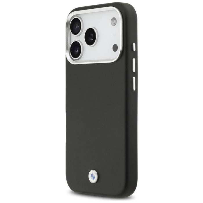 Метален калъф MagSafe с надпис BMW за iPhone 17 Pro - черен