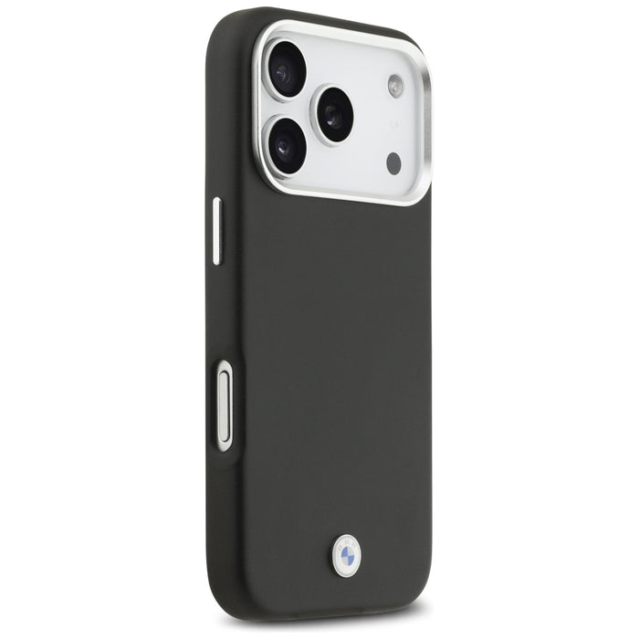 Метален калъф MagSafe с надпис BMW за iPhone 17 Pro - черен