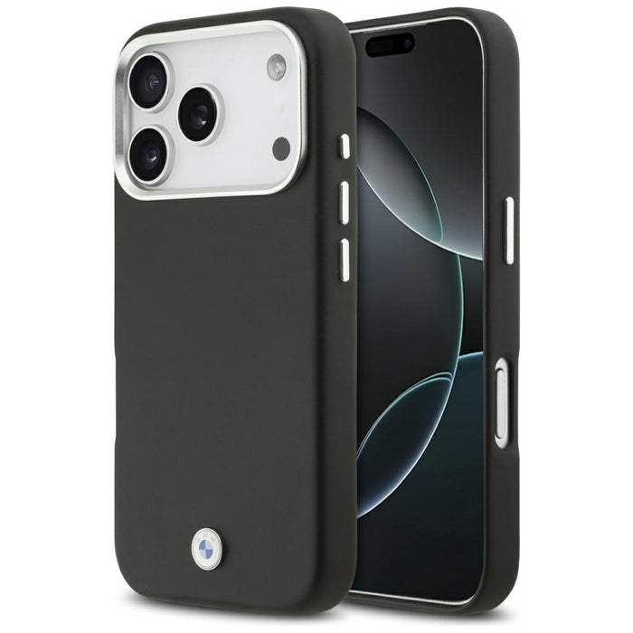 Метален калъф MagSafe с надпис BMW за iPhone 17 Pro - черен