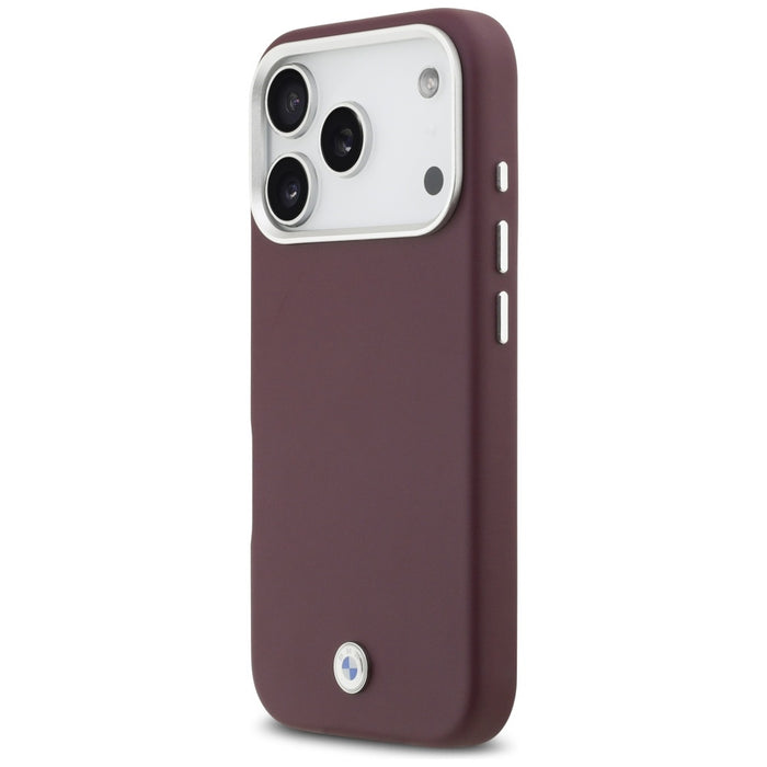 Метален калъф MagSafe с надпис BMW за iPhone 17 Pro - червен