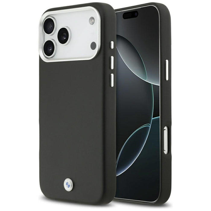 Метален калъф MagSafe с надпис BMW за iPhone 17 Pro Max - черен