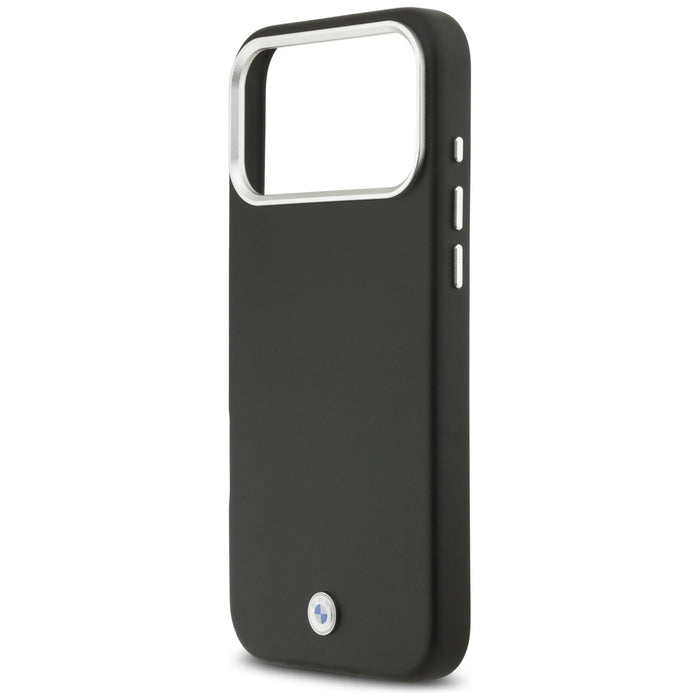 Метален калъф MagSafe с надпис BMW за iPhone 17 Pro Max - черен