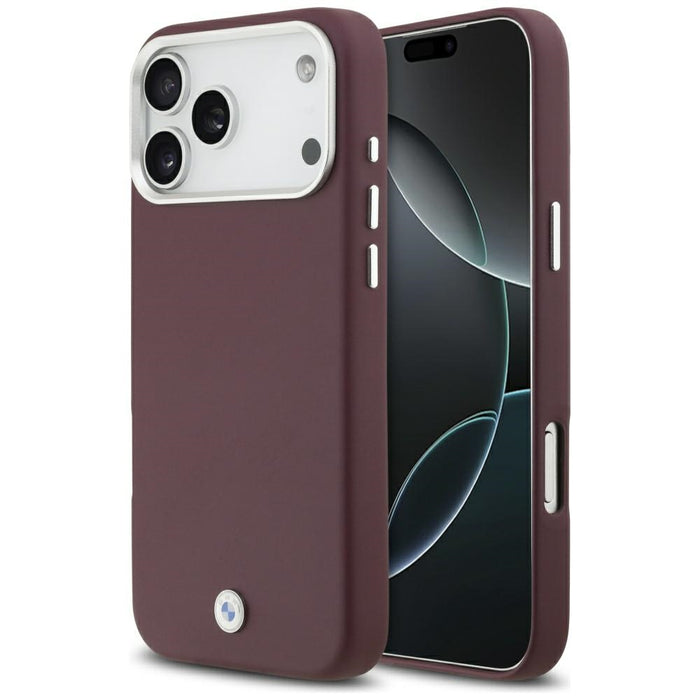 Метален калъф MagSafe с надпис BMW за iPhone 17 Pro Max - червен