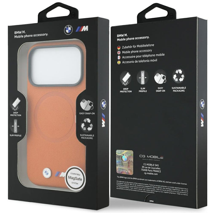 Калъф BMW M FW Metal Logo MagSafe за iPhone 17 Pro - оранжев