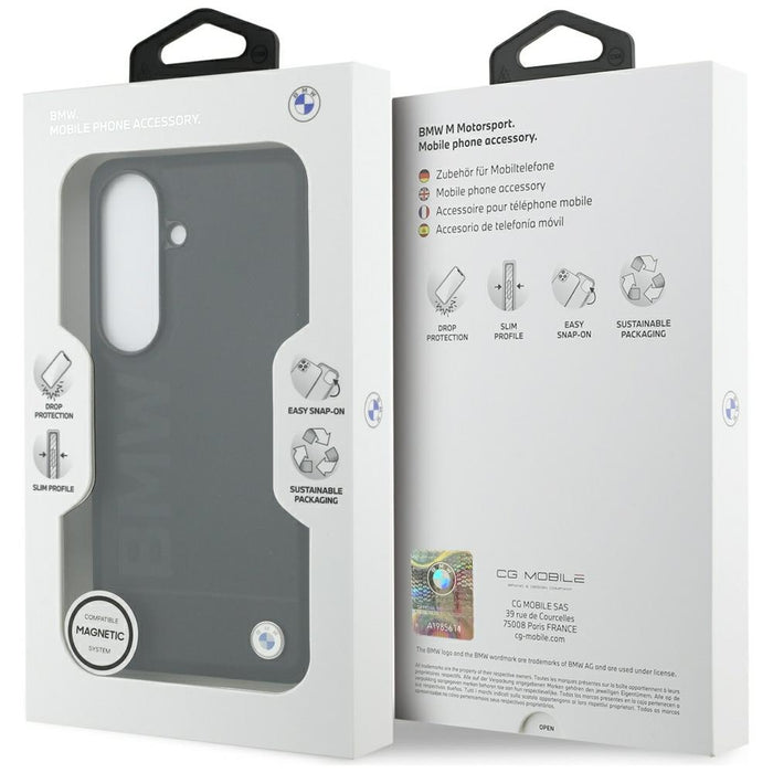 Кожен калъф BMW Hot Stamp MagSafe за Samsung Galaxy S26 - черен