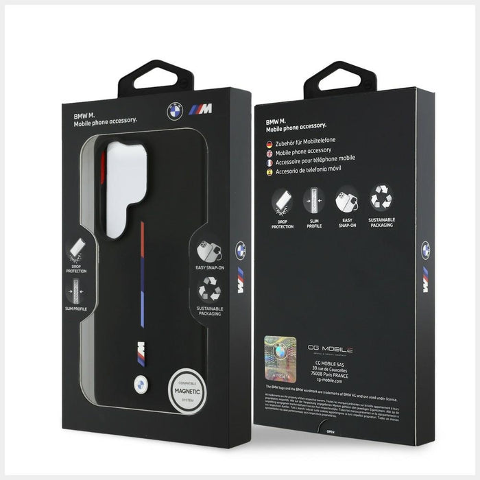 Силиконов калъф BMW M Tricolor Line MagSafe за Samsung Galaxy S26 Ultra - черен