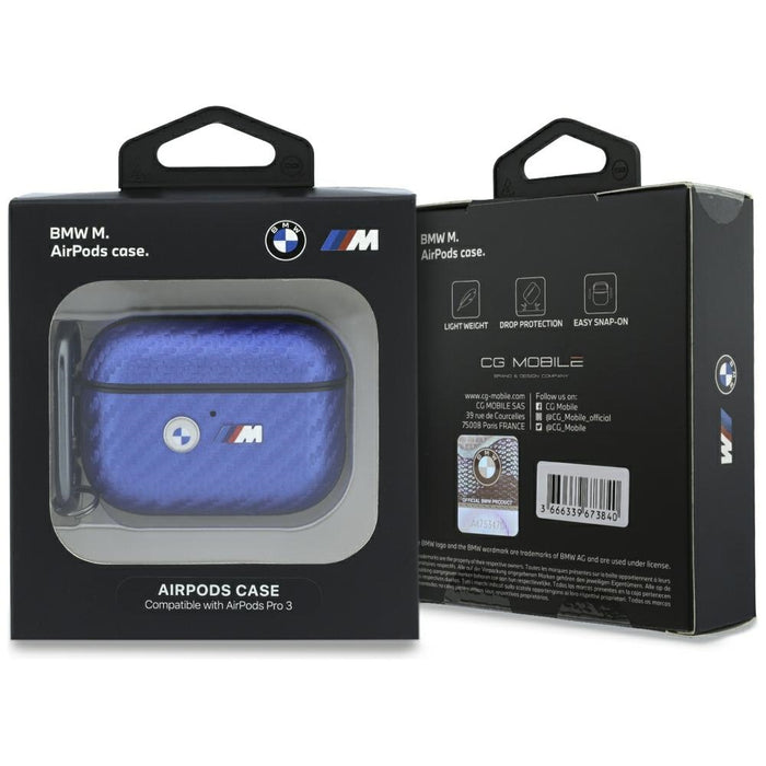Кейс с лого на BMW M Carbon Metal за AirPods Pro 3 - светло син