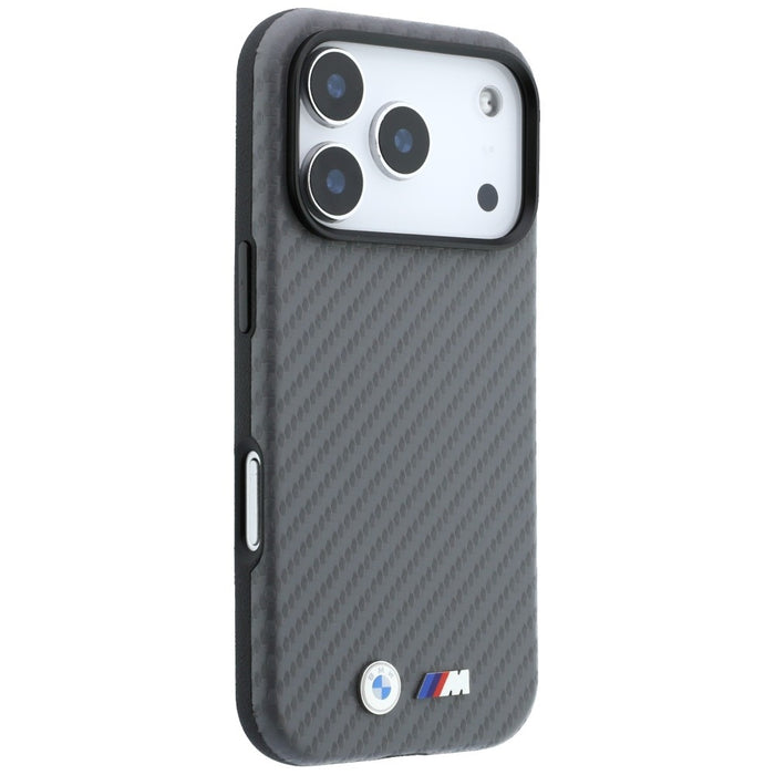 Калъф BMW M Carbon Metal Logo MagSafe за iPhone 17 Pro / 18 Pro - сив