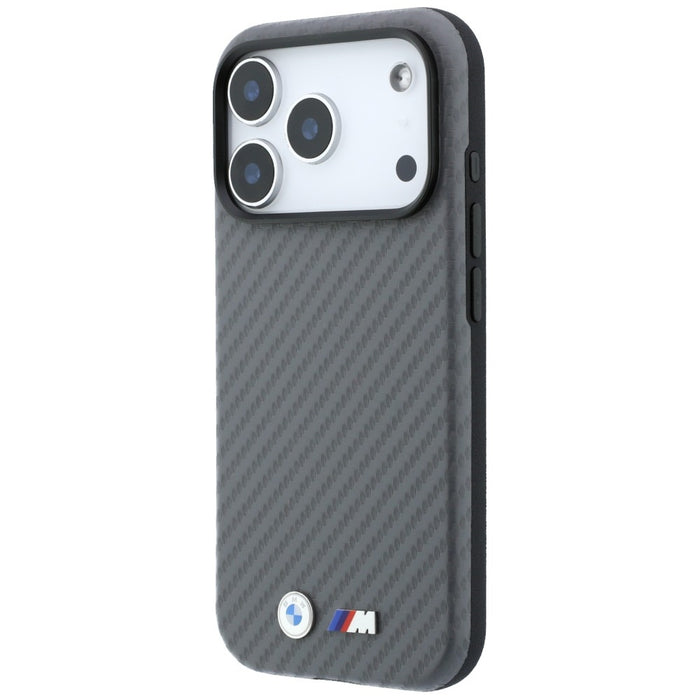 Калъф BMW M Carbon Metal Logo MagSafe за iPhone 17 Pro / 18 Pro - сив