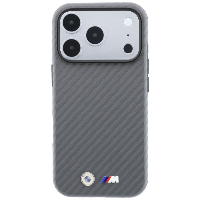 Калъф BMW M Carbon Metal Logo MagSafe за iPhone 17 Pro Max / 18 Pro Max - сив