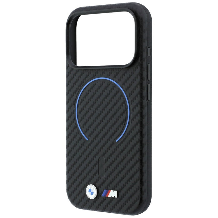 BMW M калъф MagSafe с карбонов принт и пръстени за iPhone 17 Pro Max / 18 Pro Max - черен