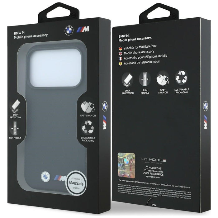 Калъф BMW M Quadrille Kevlar Metal Logo MagSafe за iPhone 17 Pro / 18 Pro - черен