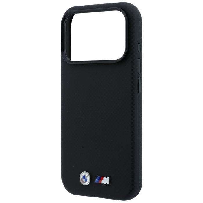 Калъф BMW M Quadrille Kevlar Metal Logo MagSafe за iPhone 17 Pro / 18 Pro - черен