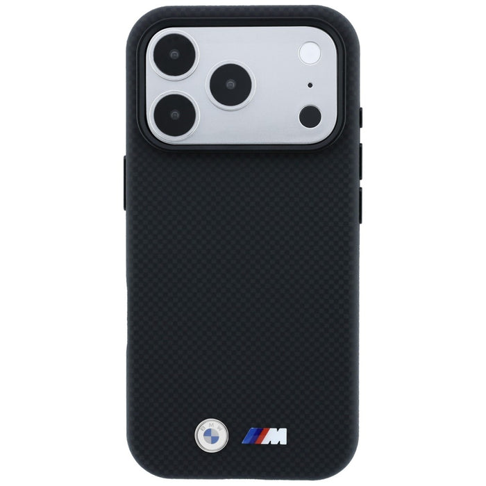 Калъф BMW M Quadrille Kevlar Metal Logo MagSafe за iPhone 17 Pro Max / 18 Pro Max - черен