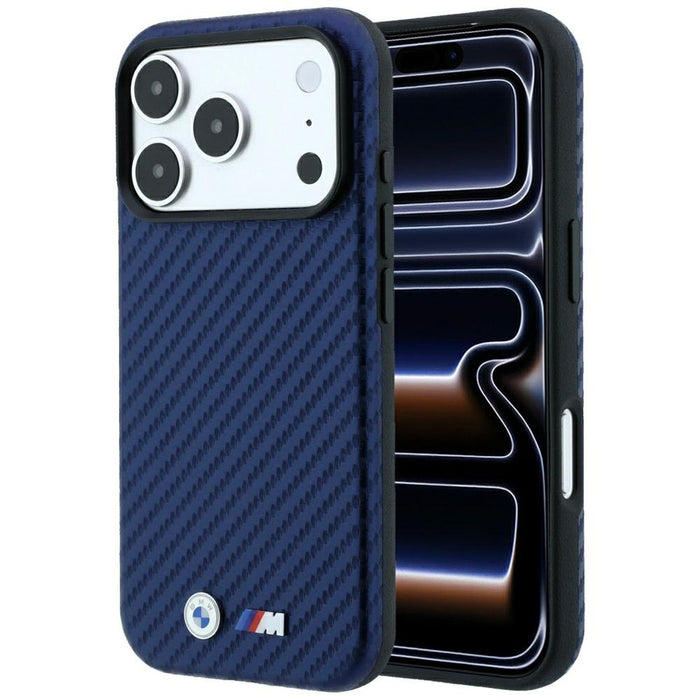 Калъф BMW M Carbon Metal Logo MagSafe за iPhone 17 Pro Max / 18 Pro Max - тъмносин