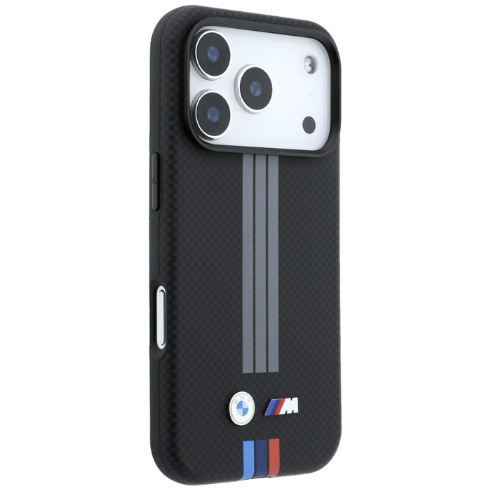 BMW M Quadrille Kevlar Anthracite & Tricolor Print Lines MagSafe калъф за iPhone 17 Pro / 18 Pro - черен