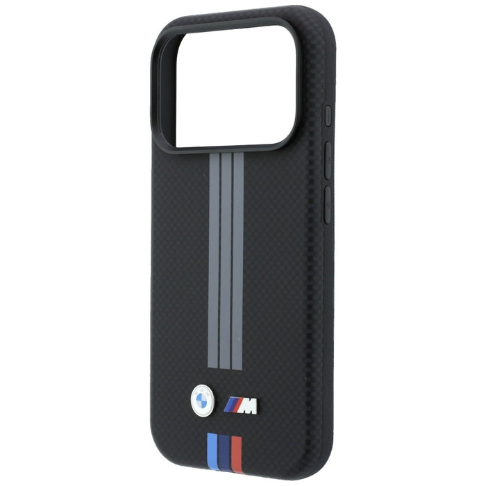 BMW M Quadrille Kevlar Anthracite & Tricolor Print Lines MagSafe калъф за iPhone 17 Pro / 18 Pro - черен