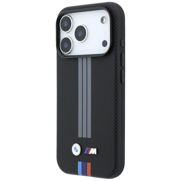 BMW M Quadrille Kevlar Anthracite & Tricolor Print Lines MagSafe калъф за iPhone 17 Pro / 18 Pro - черен