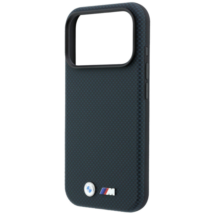 Калъф BMW M Quadrille Kevlar Metal Logo MagSafe за iPhone 17 Pro / 18 Pro - тъмносин