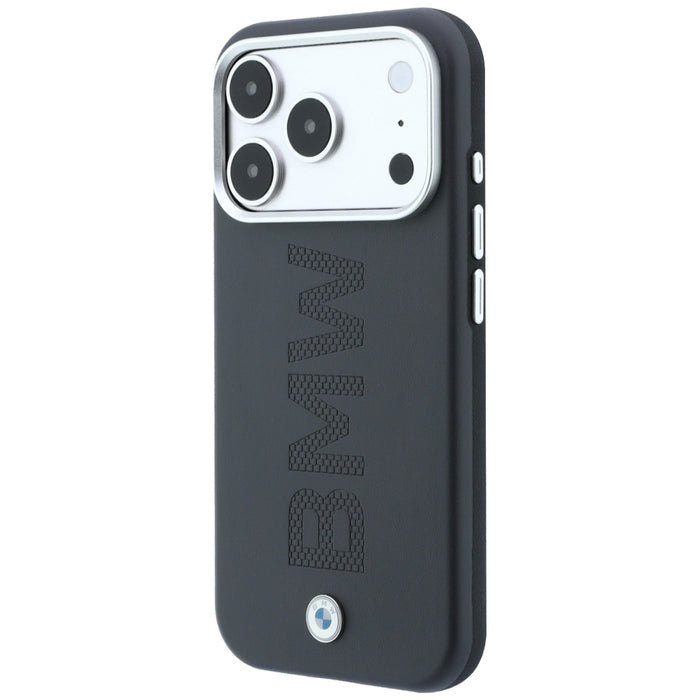 Калъф MagSafe с централно релефно щамповане на BMW Sign за iPhone 17 Pro / 18 Pro - сив