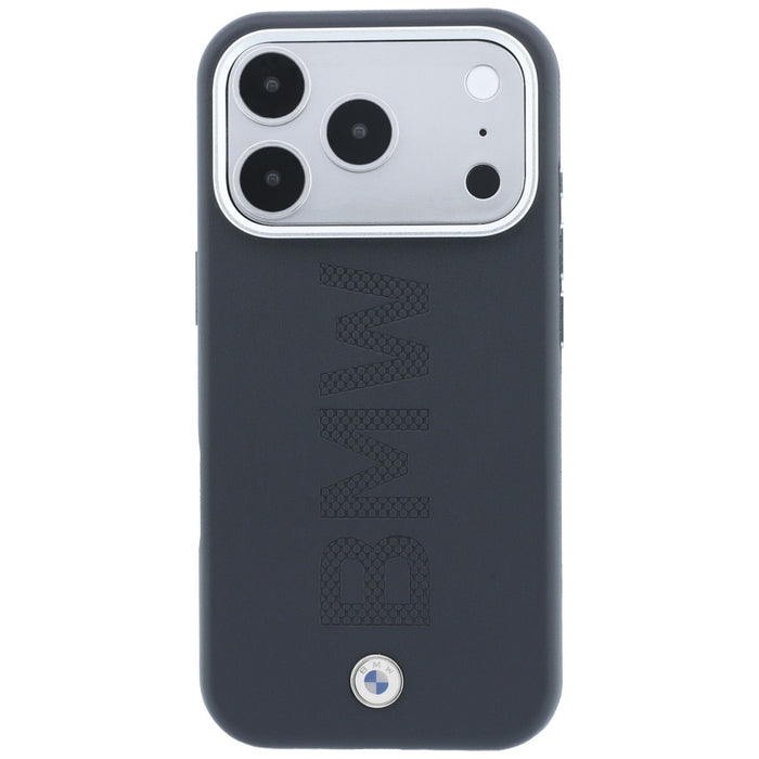 Калъф MagSafe с централно релефно щамповане на BMW Sign за iPhone 17 Pro / 18 Pro - сив