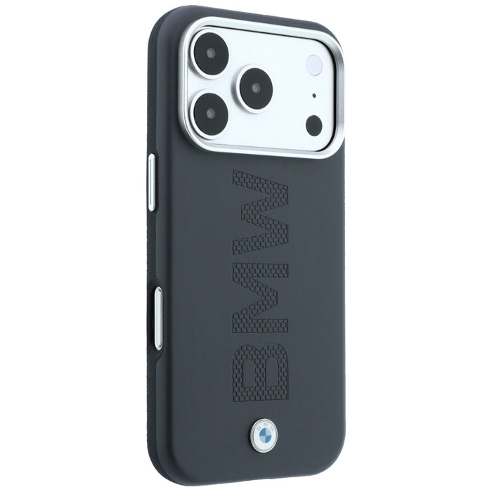 Калъф MagSafe с централно релефно щамповане на BMW Sign за iPhone 17 Pro / 18 Pro - сив