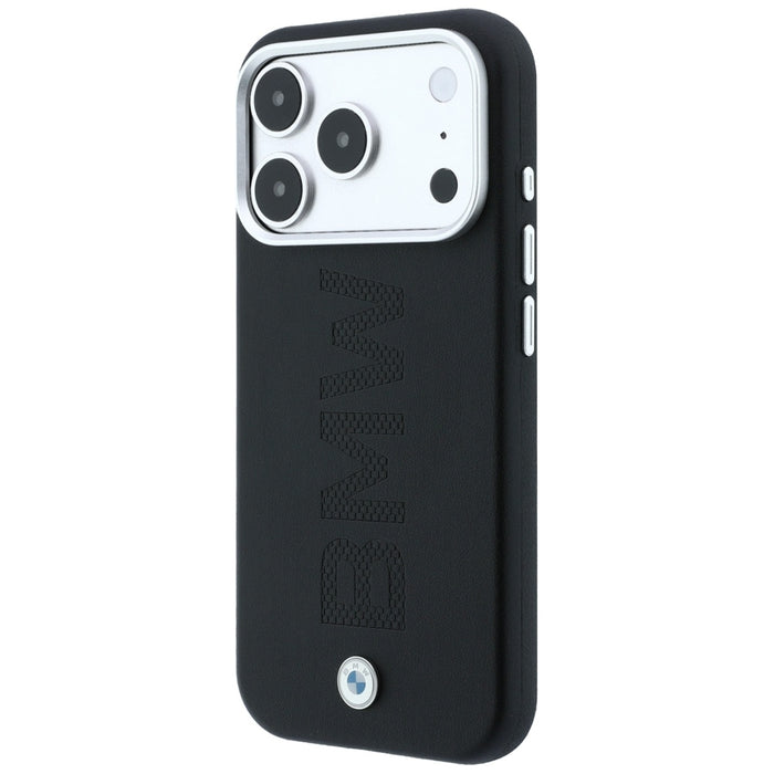 Калъф MagSafe с централно релефно щамповане на знака BMW за iPhone 17 Pro Max / 18 Pro Max - черен