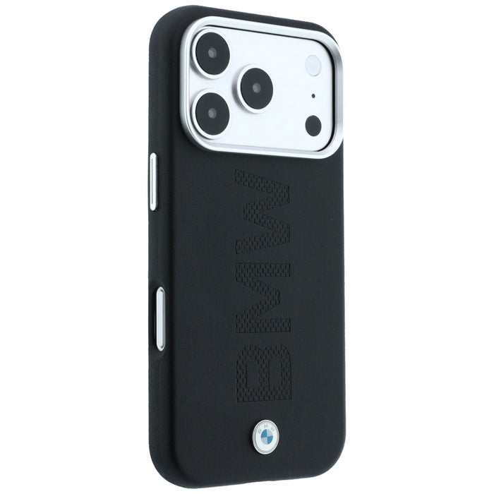 Калъф MagSafe с централно релефно щамповане на знака BMW за iPhone 17 Pro Max / 18 Pro Max - черен