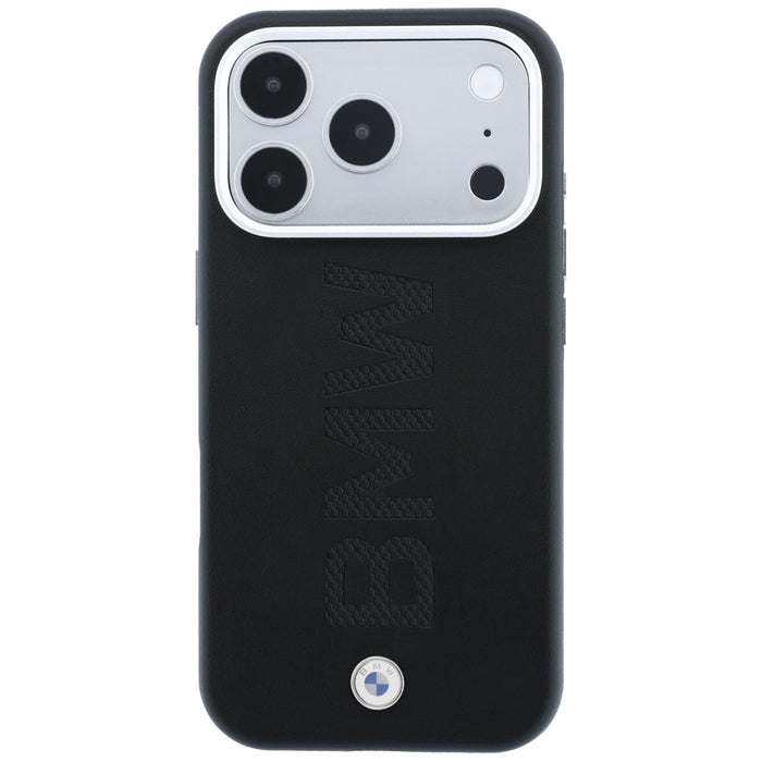 Калъф MagSafe с централно релефно щамповане на знака BMW за iPhone 17 Pro Max / 18 Pro Max - черен